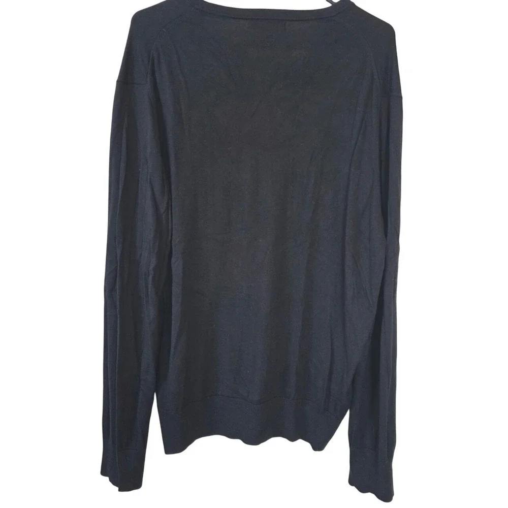Banana Republic Mens Luxury Blend Silk Cotton Cashmere V-Neck Sweater‎ Black XL